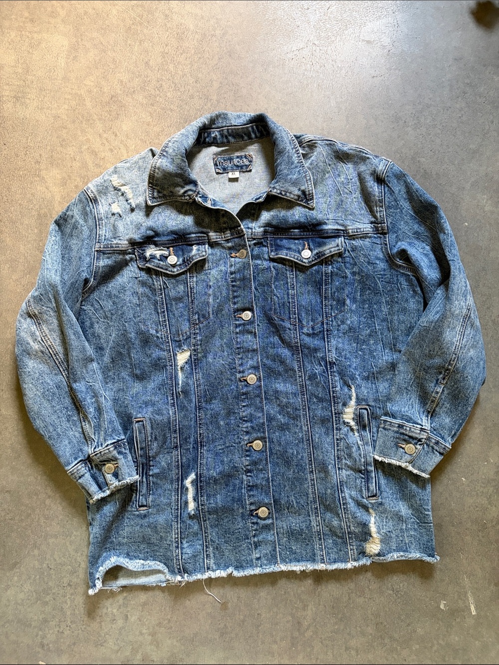 Maurices Women’s Oversized Distressed Denim Jacket Size XL